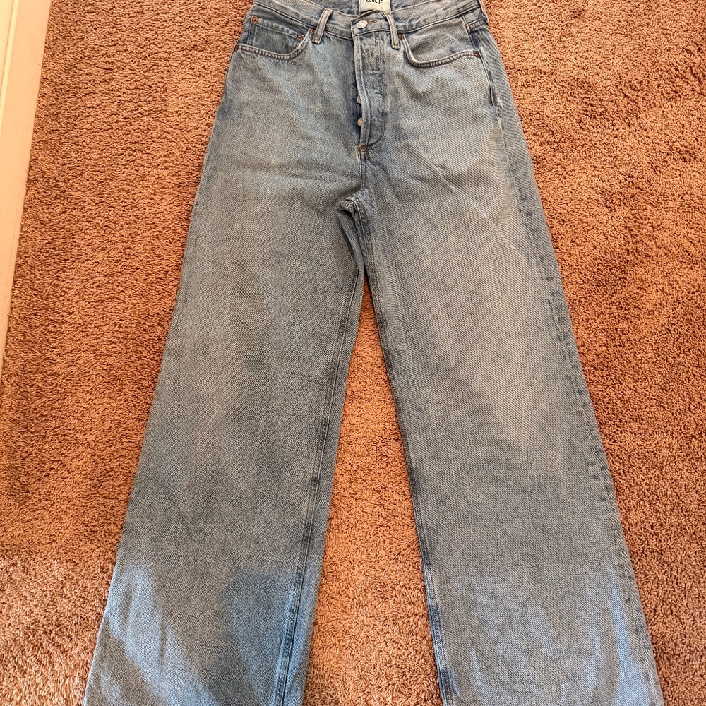 Agolde Dame High Rise Wide Leg Jeans in Conflict. Size 26.